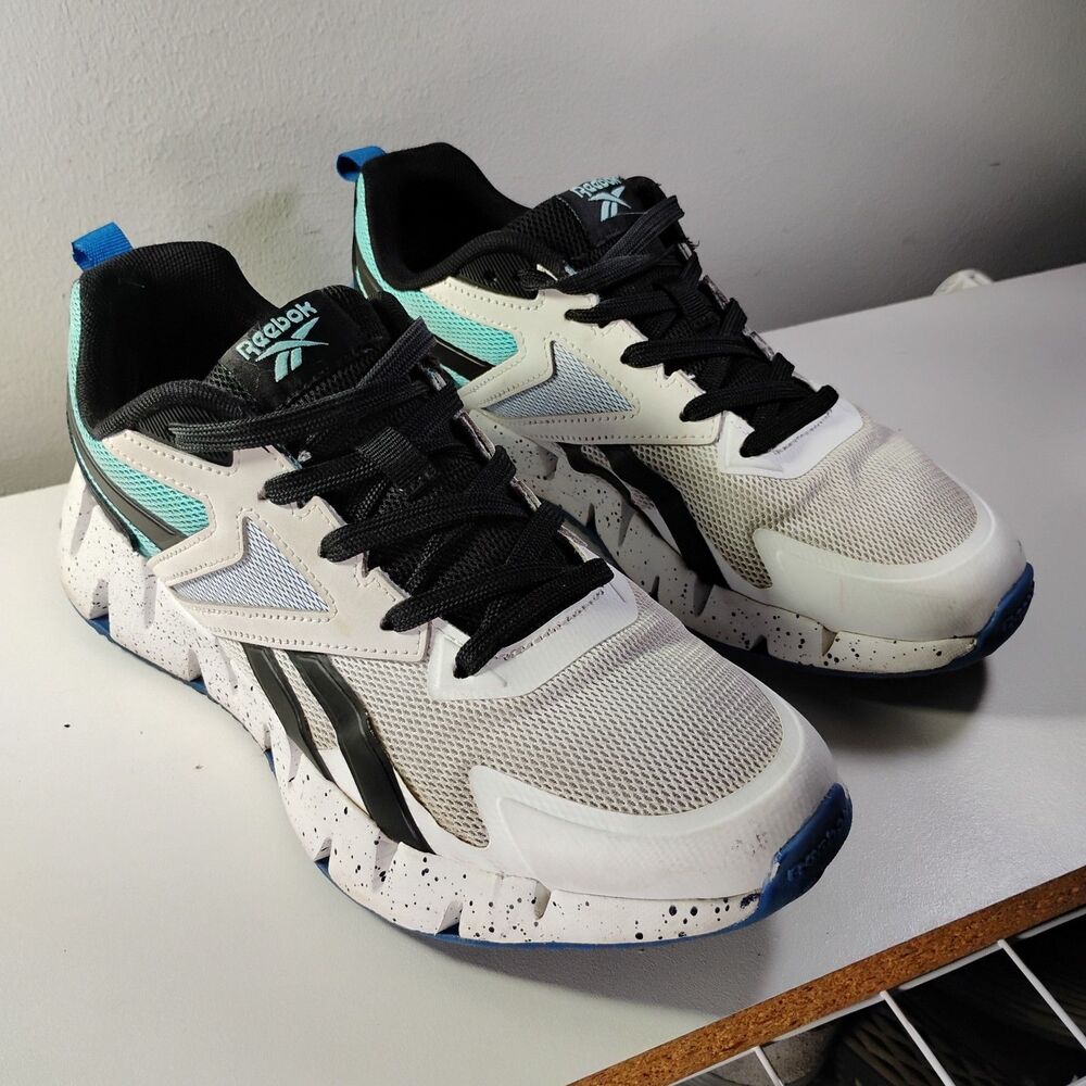 Reebok Zig Dynamica Sneaker Men's US 8 White Black Turquoise Running Shoes